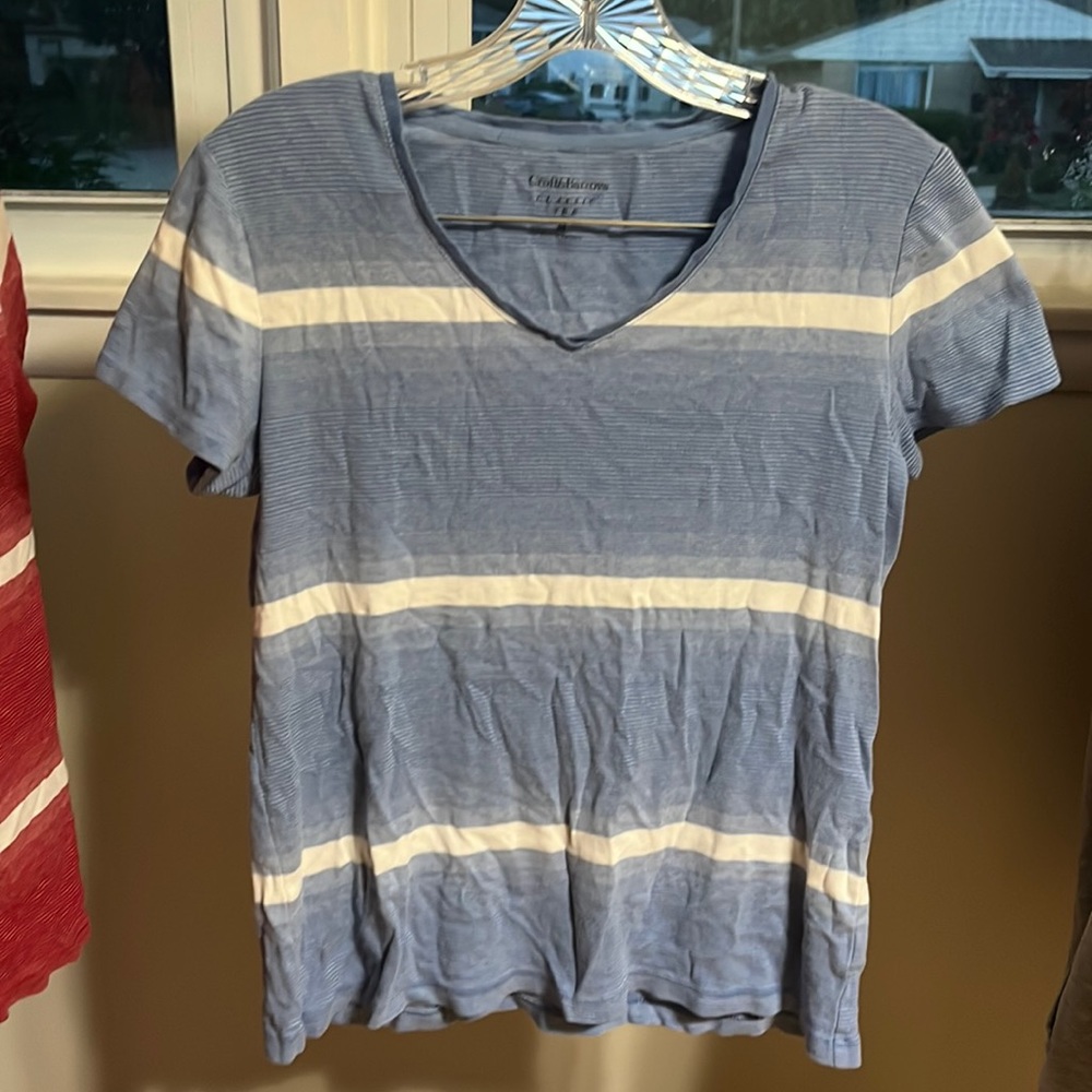 Croft & Barrow Blue and White Striped Tee